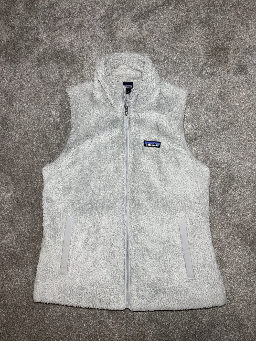 Patagonia Los Gatos Vest Jacket Gray Zip Sherpa Deep Pile Womens Size L